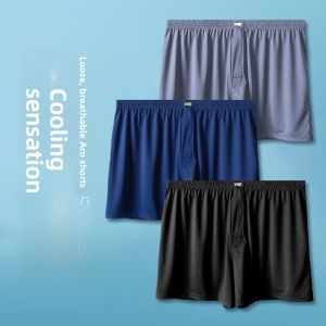 Ice Silk Minimalist Nature Boxer Pure Color Mid-Waist Quick Drying Underwear for Men U-Convex Design Large Size