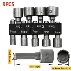 Heavy-Duty Socket Wrench Drill Bit Nut Screwdriver Set Hex Shank Screwdriver Socket Adapter Set 5-13mm Hand Tools