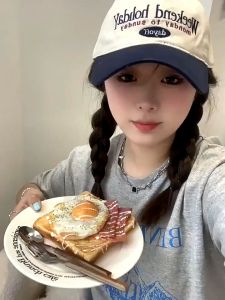 Mũ chống nắng thêu chữ ghép nối màu sắc phong cách thường ngày cho nữ Màu Sắc retro Phong Cách Hàn Quốc Muzini MLT06