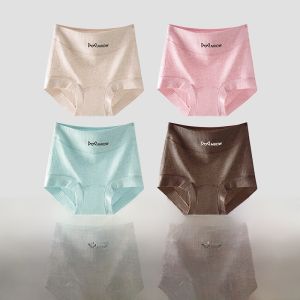 miiow | High Waist Pure Cotton Antibacterial Womens Underwear Breathable Comfortable Seamless Large Butt Covering Ladies Briefs