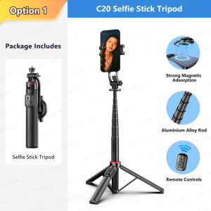 AXNEN | AXNEN C20 Magnetic Selfie Stick Tripod for iPhone 12-16 Pro Max Travel Stand with Magsafe Phone Clamp for Android Smartphone