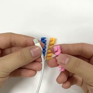 10ชิ้นต่อแพ็ค สายเคเบิลข้อมูลเกลียวแขนป้องกันสายชาร์จสายชาร์จความเสียหายป้องกันการแตกหัก lzb033