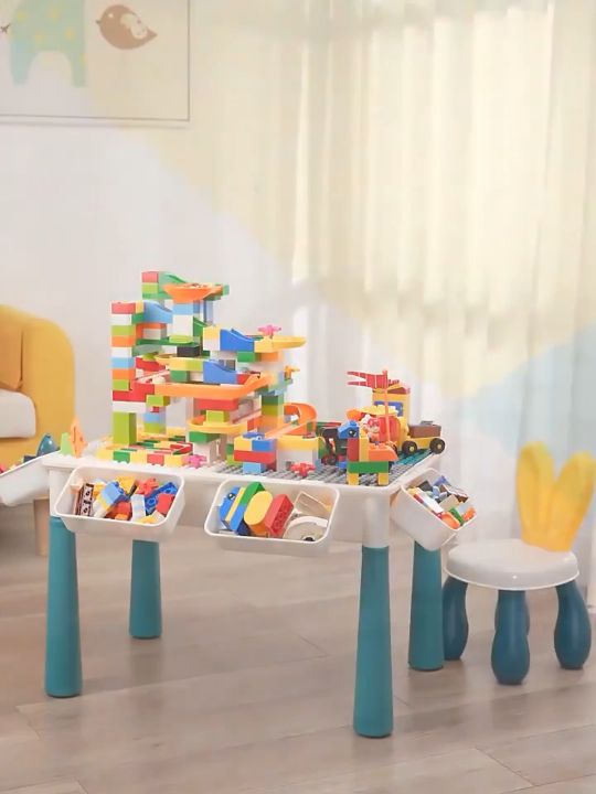 Multifunctional Building Blocks Table and Chair Set with Blocks Table ...