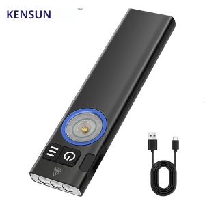 ไฟฉาย LED อันทรงพลัง ไฟฉายแบบพกพาที่สว่างเป็นพิเศษ แสงหลายแบบ ชาร์จประเภท-C โคมไฟระยะไกลอเนกประสงค์