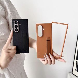 Samsung | Samsung Galaxy Z Fold 7 5G Leather Standing Phone Case Foldable Bracket Hard PU Cover ZFold7 Anti-fall Shockproof Protect Shell