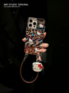 Creative Leopard Print Cat Cartoon Phone Case for Apple 16Promax Crossbody Female Style with Strap Compatible with iPhone 15Pro And More