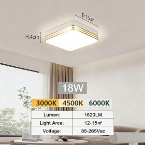Đèn Trần LED Hiện Đại 18W-48W Hình Vuông 15-30CM Cho Phòng Ngủ Gia Đình Nhà Bếp Phòng Khách - Chất Liệu Sắt Acrylic Tích Hợp Sẵn