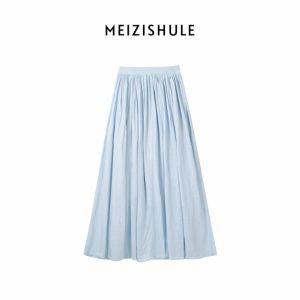 Loose Knitted Set Womens Summer Slim High Waist Midi Skirt round Neck Short Sleeve Casual Style Two-Piece Fashion Ensemble