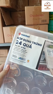 Hộp đựng trứng 24 quả có nắp đậy Việt Nhật – bảo quản trứng gọn gàng chắc chắn sạch sẽ tiết kiệm không gian.