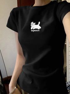 Unique Cool Cat Print Black Short Sleeve Slim Fit T-Shirt Womens Summer Bodycon Top Unique Short Shirt for Slimming Effect