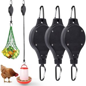 Bộ 3 Móc Treo Ròng Rọc Có Thể Điều Chỉnh Và Thu Vào Được Dùng Cho Máng Ăn Gà Và Chuồng Vườn Móc Đa Năng Kèm Móc Treo Cây Chất Liệu ABS