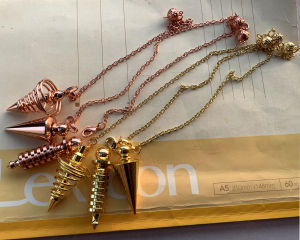 Metal Hollow out Copper Pendulum Pendant Necklace for Men And Women with Chain Brass Spiral Design Available in Various Styles