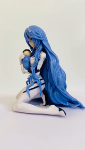 Mô hình nữ - Rei Ayanami tóc dài màu xanh dương - Cao 10cm - Nặng 100gram - Hộp carton