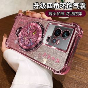 Silicone Protective Case for Vivo IQOO11S Mobile Phone with Airbag Stand Female Style Creative Simple Design Soft Rubber Shell