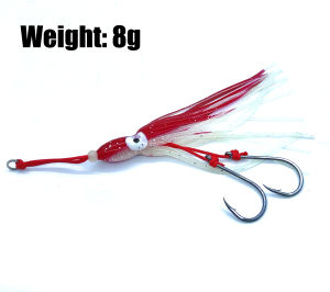 Anh S03 Double Assist Hooks with Octupus Skirt Luminous Squid Softbait Jigging Slow jig Lures 12cm Grow in Dark