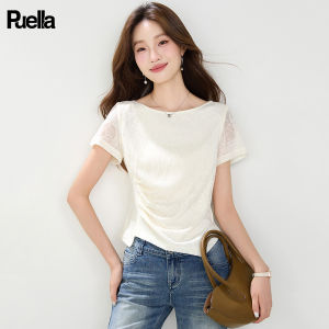 puella | Áo Blouse Cổ Trụ Off-Shoulder In Hoa Tay Ngắn Ôm