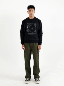 3Second Jaket Pria Crewneck Sweatshirt Regular Fit Fleece Vinyl Sounds Better OL-C030425