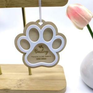 Đồ treo trang trí tưởng niệm thú cưng hình chân tùy chỉnh làm bằng gỗ và acrylic chất lượng cao thích hợp để tặng quà hoặc trang trí