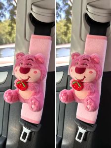 Car Safety Belt Shoulder Pad Cover Cute Fancy Strawberry Bear Doll Car Cartoon Female Car Interior Ornaments Ornaments