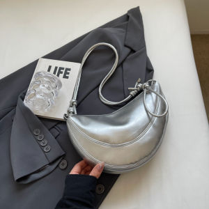 Fashionable Summer 2025 Womens Underarm Saddle Bag Casual Denim Crossbody Bag Soft Square Shape PU Material Young Audience