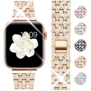 สร้อยข้อมือเพชรสำหรับสายคาด Apple Watch 41mm 40mm แฟชั่นสำหรับผู้หญิงสายสแตนเลส iWatch ULTRA 2 49mm 9 8 7 6 SE 5 4 45mm 44mm