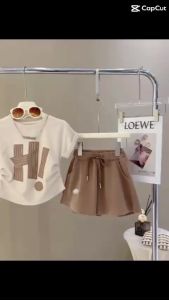 27KIDS Sét bộ đồ mùa hè bé gái mẫu HI thiết kế cá tính size 9-45 kg