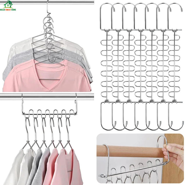 Metal Cascading Hangers Space Saving Stainless Steel Closet Wardrobe ...