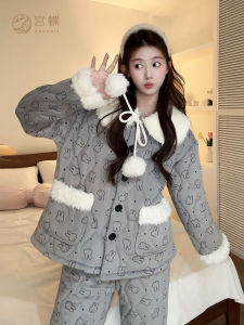 GONGDIE | Thermal Cartoon Flannel Sleepwear Set