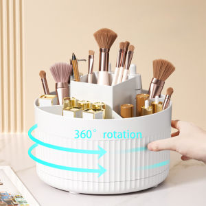 1 makeup brush holder storage box 360° rotating makeup brush storage box 5-slot makeup brush cup suitable for cosmetics pen