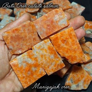 batu oren calsite salmon/bongkahan batu oren calsite salmon natural(manigajah oren) /batu akik