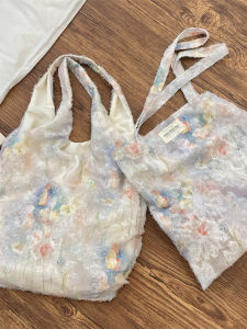 Túi Đeo Vai Dung Tích Lớn Kiểu Mới Ren Hoa Nhỏ Cầm Tay Túi Đeo Chéo Thường Ngày Túi Đeo Hông Mềm Có Thể Gấp Lại