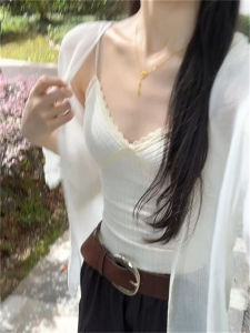 Áo Ba Lỗ Ren Pure Desire Dành Cho Nữ Mùa Hè Mới Ôm Vừa Vặn Thon Gọn Áo Lót Cổ Chữ U Áo Khoác Ngoài Thường Ngày