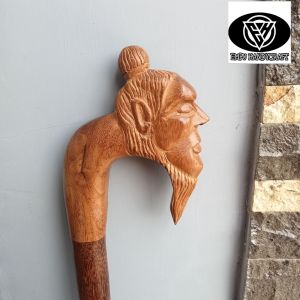 Tongkat jalan kayu kelor emas ukir brahmana