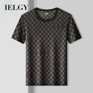 IELGY Ice Silk Short-sleeved Mens T-shirt Quick-drying Trendy Printing