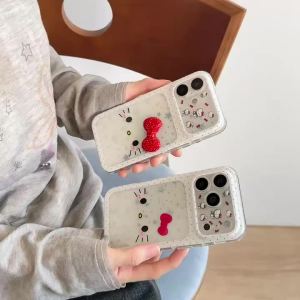 Sanrio | Cartoon Sparkling Star Bowknot Hello Kitty Silicone Phone Case For iphone 17 Pro Max 16 15 IMD Protective Shockproof Soft Cover