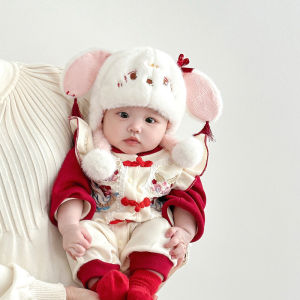 Thickened Plush Baby Hat Autumn Winter Style for Boys And Girls Cute Warm Infant Winter Cap Non-Reflective round Top Design
