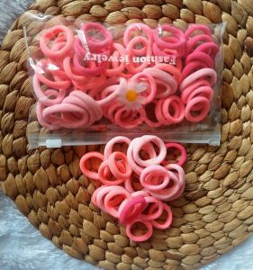 EmeryLala AKSESORIS RAMBUT WANITA 50PC KARET DONAT diameter 3.5cm FREE POUCH ZIPLOCK ikat rambut warna POLOS KUAT ELASTIS  KUNCIR TERMURAH