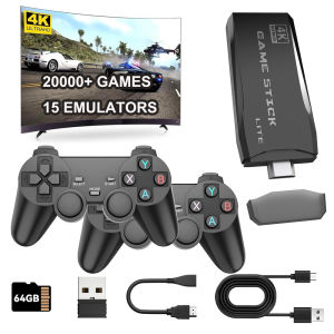 4K TV Game Stick Video Game Console Built-in 20000+ Games 64G Retro Handheld Game Player with Dual Wireless Controller Gamepad