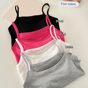 LAZADY Women Fashion Singlet With chest cushion Camisoles Multi Color Single Strap Tank Fixed Cup Without Steel Ring Inner Beauty Back Underwear For Women