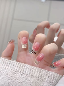 Handmade Cat Eye Nail Art Patches Finished Product Gradient Pearl Leopard Print French Style Wearable False Nails Beauty Tools