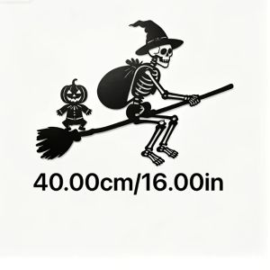 CIFbuy | CIFBUY Skull Witch Broom Metal Wall Art Iron Sign Decor for Home Living Room Bedroom Modern Rustic Accent Decoration
