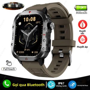 Đồng Hồ Thông Minh Quân Sự 2025 Dành Cho Nam Chống Nước IP68 5ATM Theo Dõi Thể Dục Thể Thao Ngoài Trời Theo Dõi Sức Khỏe Màn Hình 2.01 Inch Hỗ Trợ Gọi Bluetooth Tương Thích Với Android & iOS