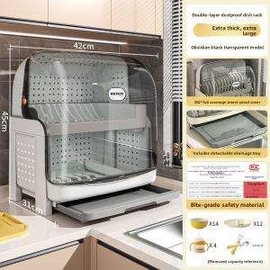 JIAJIESHI | Double Layer Drainage Covered Bowl Rack