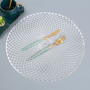 Bộ Lót Ly Và Thảm Trải Bàn PVC Mạ Đồng Hibiscus Chịu Nhiệt Thân Thiện Với Môi Trường Dùng Cho Bàn Ăn Nhà Bếp Trang Trí Giáng Sinh