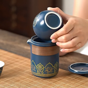 【Ready Stock】Travel Kung Fu tea set ancient style portable quick cup business meeting opening gift