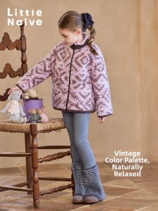 Little Naive | Color-block Furry Patchwork Warm Girls Jacket