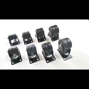 DOUBLE HEAVY DUTY MATTE BLACK ( FIXED ) CASTER WHEEL
