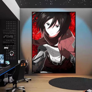 Bandai | 5D DIY Diamond Painting Kit Mikasa Attack on Titan Anime Art Full Drill Rhinestone Mosaic Wall Decor Craft Kit Home Gift