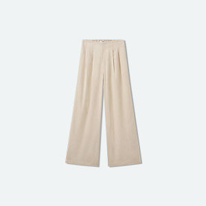 Casual Drawstring Double Pleat Wide Leg Pants