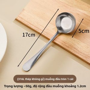 Thìa Canh Đáy Phẳng Bằng Thép Không Gỉ Có Đầu Tròn Thìa Ăn Thìa Khuấy Thìa Nhà Bếp Thìa Chia Thức Ăn Phong Cách INS Chất Lượng Cao
